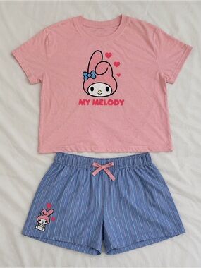 Girls ‘My Melody’ Short Pajama Set NWOT Hello Kitty and Friends